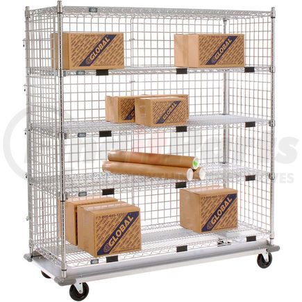 800380 by GLOBAL INDUSTRIAL - Nexel&#174; Enclosed Wire Exchange Truck 5 Wire Shelves 1000 Lb. Cap