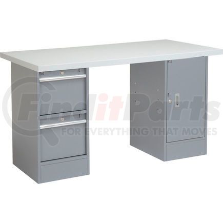 319041 by GLOBAL INDUSTRIAL - Global Industrial&#153; 60 x 30 Pedestal Workbench 2 Drawers and Cabinet, Laminate Square Edge Gray