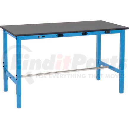 237386BBLA by GLOBAL INDUSTRIAL - Global Industrial&#153; 72 x 36 Adjustable Height Workbench - Power Apron, Phenolic Safety Edge Blue