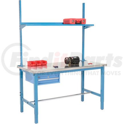 318983BL by GLOBAL INDUSTRIAL - Global Industrial&#153; 72x30 Production Workbench Stainless Steel - Drawer, Upright & Shelf BL