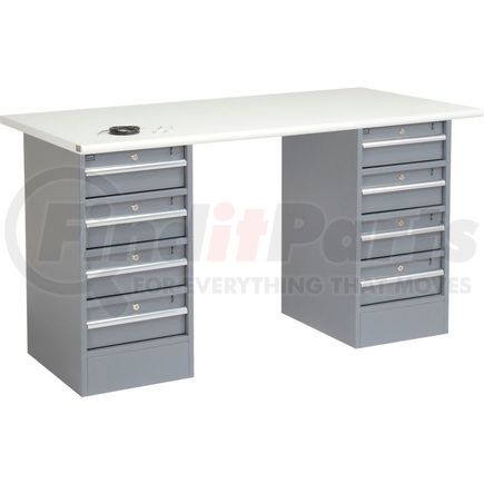 607674 by GLOBAL INDUSTRIAL - Global Industrial&#153; 60"W x 30"D Pedestal Workbench - 8 Drawers, ESD Safety Edge - Gray