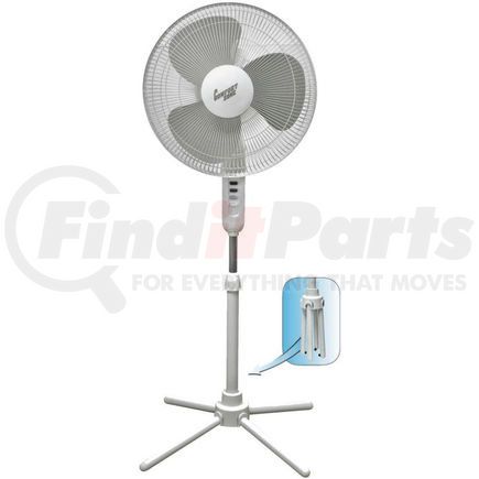 CZST161BTE by COMFORT ZONE - Comfort Zone&#174; CZST161BTE Oscillating Pedestal Fan White 16"