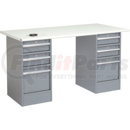 607638 by GLOBAL INDUSTRIAL - Global Industrial&#153; 60"W x 30"D Pedestal Workbench - 6 Drawers, ESD Safety Edge - Gray