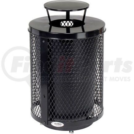 261926BKD by GLOBAL INDUSTRIAL - Global Industrial&#153; Outdoor Diamond Steel Trash Can W/Rain Bonnet Lid & Base, 36 Gallon, Black