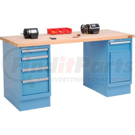 651345 by GLOBAL INDUSTRIAL - 72 x 30 Maple Square Edge 4 Drawer & Cabinet Workbench