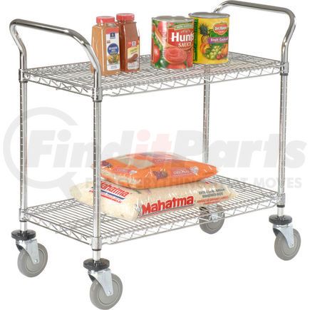 560111 by GLOBAL INDUSTRIAL - Nexel&#174; Utility Cart, 2 Shelf, Chrome, 60"L, x 24"W, x 39"H, Polyurethane Casters