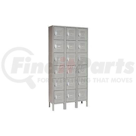 269697GY by GLOBAL INDUSTRIAL - Global Industrial&#153; Infinity&#174; Six Tier 18 Door Locker, 12"Wx18"Dx12"H, Gray, Assembled