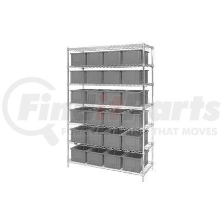 269019GY by GLOBAL INDUSTRIAL - Global Industrial&#153; Chrome Wire Shelving With 24 8"H Grid Container Gray, 48x18x74