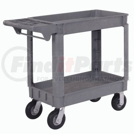242082 by GLOBAL INDUSTRIAL - Global Industrial™ Deluxe Tray Top Plastic Utility Cart, 2 Shelf, 40"Lx17"W, 6" Casters, Gray