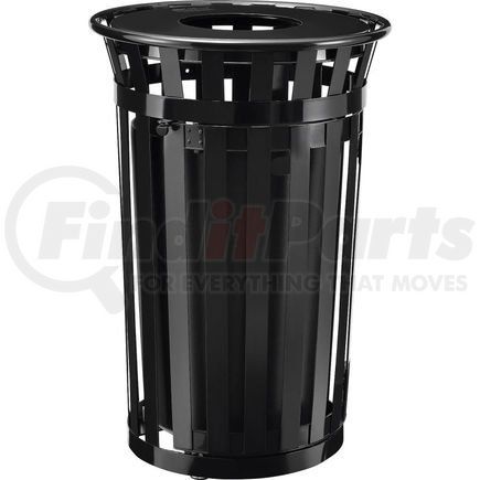 261940BK by GLOBAL INDUSTRIAL - Global Industrial&#153; Outdoor Steel Slatted Trash Can W/Access Door & Flat Lid, 36 Gallon, Black