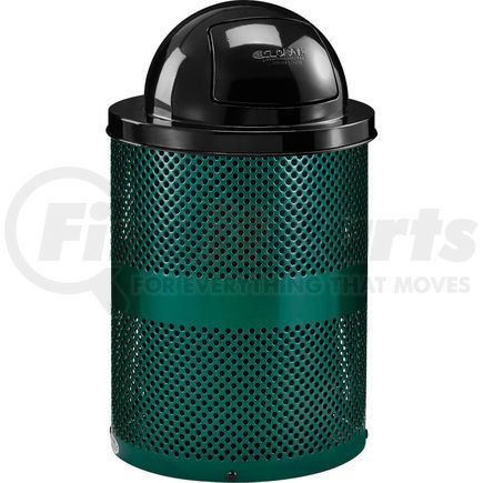261949GN by GLOBAL INDUSTRIAL - Global Industrial&#153; Outdoor Perforated Steel Trash Can With Dome Lid, 36 Gallon, Green