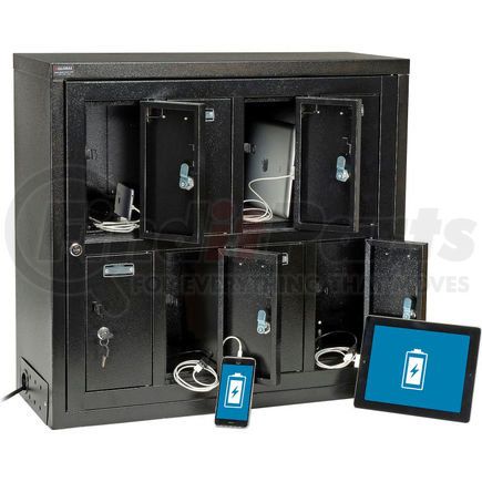 493361BK by GLOBAL INDUSTRIAL - Global Industrial&#153; 8 Door Charging Locker W/Key Lock, 28-1/2"Wx11-1/4"Dx28-1/2"H, Blk,Assembled