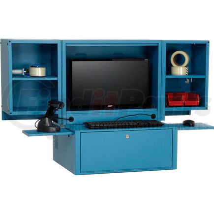 695428BL by GLOBAL INDUSTRIAL - Global Industrial&#8482; Counter Top Fold-Out Computer Security Cabinet, Blue
