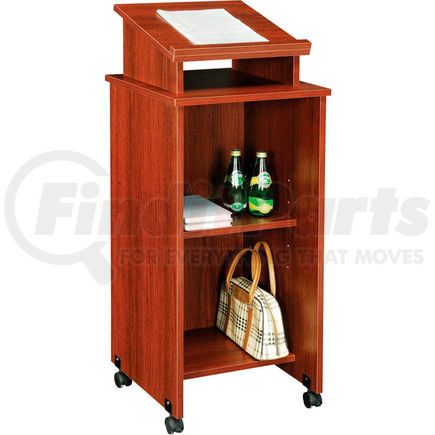 248630MH by GLOBAL INDUSTRIAL - Interion&#174; Mobile Podium / Lectern in Mahogany Finish