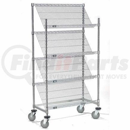 504105 by GLOBAL INDUSTRIAL - Slant Wire Shelving Truck - 4 Shelves - 48"W x 18"D x 69"H