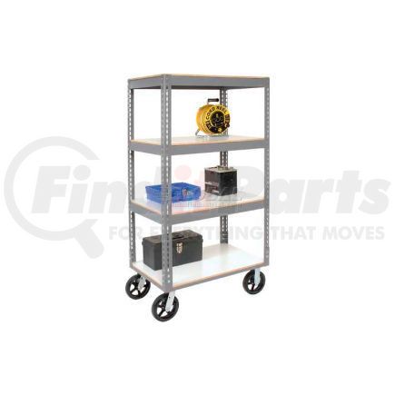 330429 by GLOBAL INDUSTRIAL - Global Industrial&#153; Easy Adjust Boltless 4 Shelf Truck 60x24 W/ Laminate Shelves, Rubber Casters