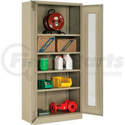 270021TN by GLOBAL INDUSTRIAL - Global Industrial&#8482; Storage Cabinet With Expanded Metal Door Assembled 36"W x 18"D x 78"H Tan