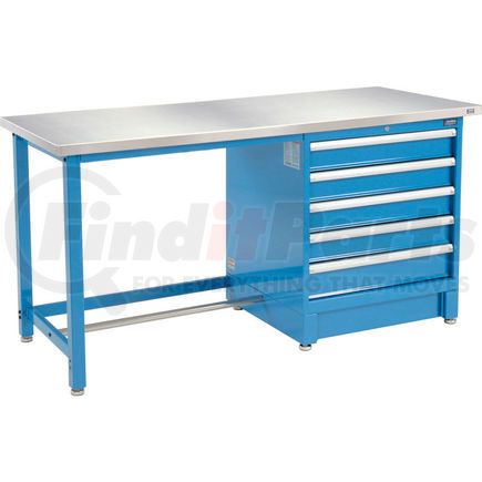 711153 by GLOBAL INDUSTRIAL - Global Industrial&#153; 72"Wx30"D Modular Workbench with 5 Drawers, Stainless Steel Square Edge, BL