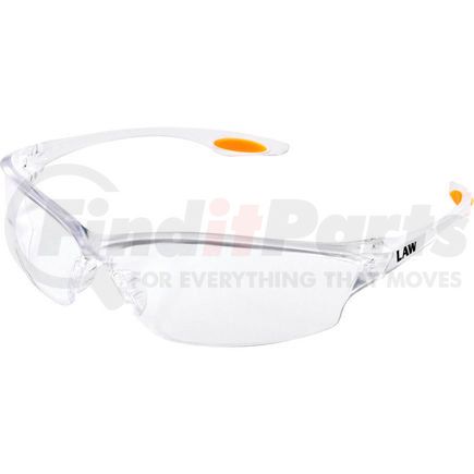 LW210AF by MCR SAFETY - MCR Safety&#174; Law&#174; LW210AF Safety Glasses LW2, Orange Temple Insert, Clear Anti-Fog Lens