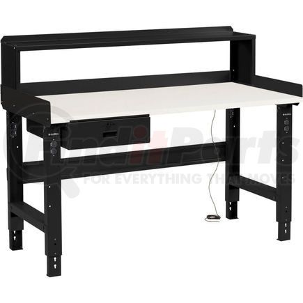 254966BBK by GLOBAL INDUSTRIAL - Global Industrial™ 72 x 36 Adj Height Workbench w/Drawer&Riser, Black- ESD Square Edge Top