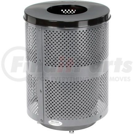 261925GYD by GLOBAL INDUSTRIAL - Global Industrial&#153; Outdoor Perforated Steel Trash Can With Flat Lid & Base, 36 Gallon, Gray