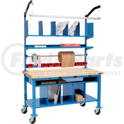 412445AB by GLOBAL INDUSTRIAL - Complete Mobile Electric Packing Workbench Maple Butcher Block Square Edge - 72 x 36