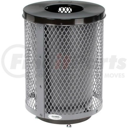 261924GYD by GLOBAL INDUSTRIAL - Global Industrial&#153; Outdoor Diamond Steel Trash Can With Flat Lid & Base, 36 Gallon, Gray