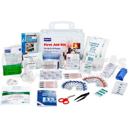 FAK25PL-CLSA by NORTH SAFETY - North FAK25PL-CLSA First Aid Kit, 25 Person, 120 Pieces, Class A, Plastic Case
