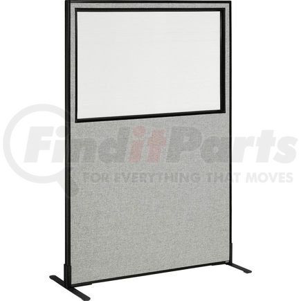 695789FWGY by GLOBAL INDUSTRIAL - Interion&#174; Freestanding Office Partition Panel with Partial Window, 48-1/4"W x 96"H, Gray