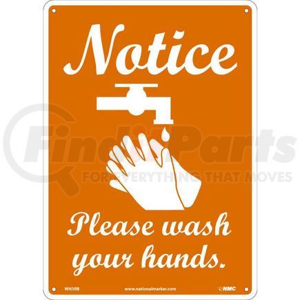WH3RB by NATIONAL MARKER COMPANY - Notice Please Wash Your Hands Sign, 10 X 14, Plastic