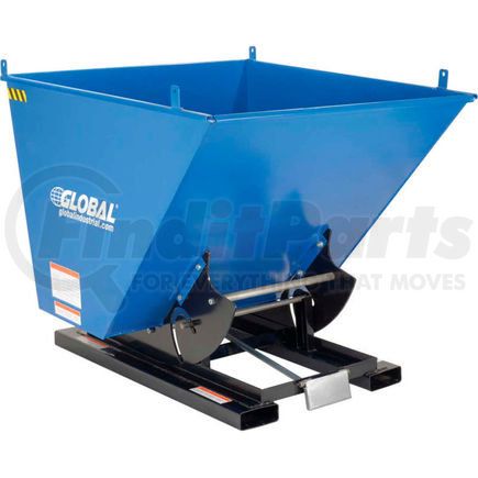 989025 by GLOBAL INDUSTRIAL - Global Industrial&#153; Self-Dumping Forklift Hopper W/Bump Release, 2 Cu. Yd, 6000 Lbs, Blue/Black