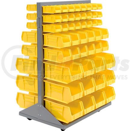 500165YL by GLOBAL INDUSTRIAL - Global Industrial&#153; Mobile Double Sided Floor Rack - 96 Yellow Stacking Bins 36 x 54