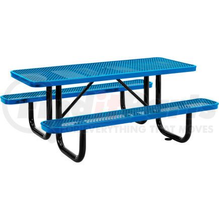 277152BL by GLOBAL INDUSTRIAL - Global Industrial&#153; 6 ft. Rectangular Outdoor Steel Picnic Table, Expanded Metal, Blue