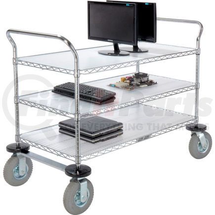 188788 by GLOBAL INDUSTRIAL - Nexel&#174; Chrome Wire Shelf Instrument Cart 48x24 3 Shelves 1200 Lb. Capacity