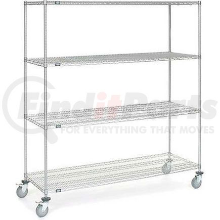 168229B by GLOBAL INDUSTRIAL - Nexel&#174; Chrome Wire Shelf Truck 72x24x80 1200 Pound Capacity with Brakes