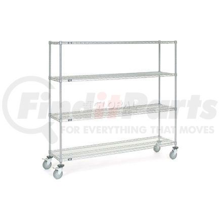 168217B by GLOBAL INDUSTRIAL - Nexel&#174; Chrome Wire Shelf Truck 72x18x69 1200 Pound Capacity with Brakes