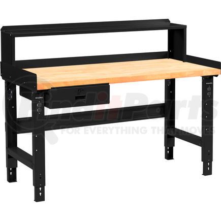 319074BBK by GLOBAL INDUSTRIAL - Global Industrial&#153; 48 x 30 Adj Height Workbench w/Drawer&Riser, Black-Birch Square Edge Top