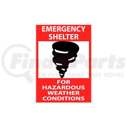 M121RB by NATIONAL MARKER COMPANY - NMC M121RB Sign, Emergency Shelter For Hazardous Weather Conditions, 14" X 10", White/Red/Black