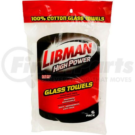 592 by LIBMAN COMPANY - Libman Commercial High Power&#174; 100% Cotton White Glass Towels, 6 Pack - 592