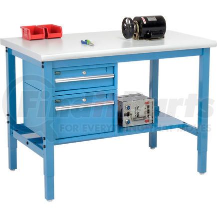 319283BL by GLOBAL INDUSTRIAL - Global Industrial&#153; 48 x 30 Production Workbench - Laminate Safety Edge - Drawers & Shelf - Blue