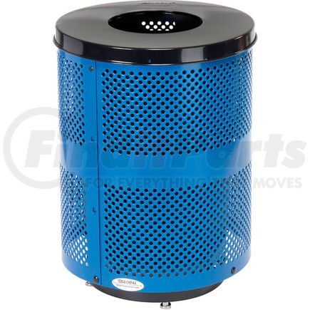 261925BLD by GLOBAL INDUSTRIAL - Global Industrial&#153; Outdoor Perforated Steel Trash Can With Flat Lid & Base, 36 Gallon, Blue