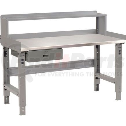 318750 by GLOBAL INDUSTRIAL - Global Industrial&#153; 72 x 30 Adj Height Workbench w/Drawer&Riser, Stainless Steel Square Top - GY