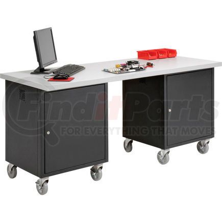 318646BK by GLOBAL INDUSTRIAL - Global Industrial&#153; 72 x 30 Plastic Square Edge Mobile Pedestal Workbench Black