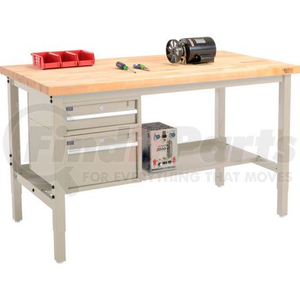 319248TN by GLOBAL INDUSTRIAL - Global Industrial&#153; 72"W x 30"D Production Workbench - Birch Square Edge - Drawers & Shelf - Tan