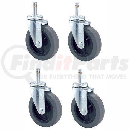 184233* by GLOBAL INDUSTRIAL - Nexel&#174; CA4S4 (4) Swivel Stem Casters, 4" Rubber, Set of (4), 500 lb Capacity