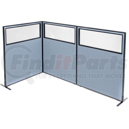 695047BL by GLOBAL INDUSTRIAL - Interion&#174; Freestanding 3-Panel Corner Room Divider w/Partial Window 48-1/4"W x 60"H Panels Blue