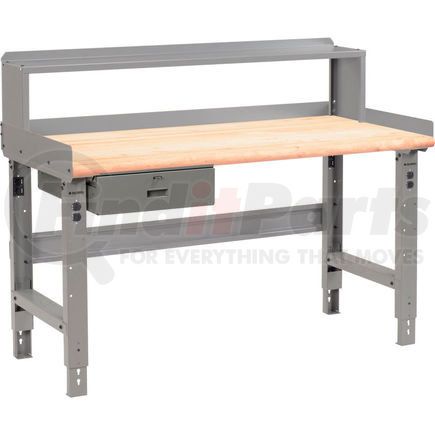 318677 by GLOBAL INDUSTRIAL - Global Industrial&#153; 60 x 30 Adj Height Workbench w/Drawer & Riser, Maple Safety Edge Top - Gray