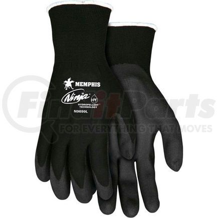 N9699L by MCR SAFETY - MCR Safety N9699L Ninja&#174; HPT PVC Coated Nylon Gloves, 15 Gauge, Large, Black