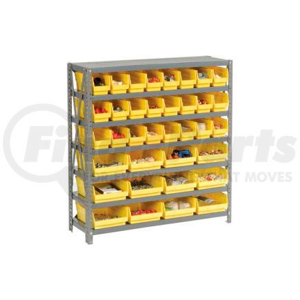 603436YL by GLOBAL INDUSTRIAL - Global Industrial&#153; Steel Shelving - Total 36 4"H Plastic Shelf Bins Yellow, 36x18x39-7 Shelves