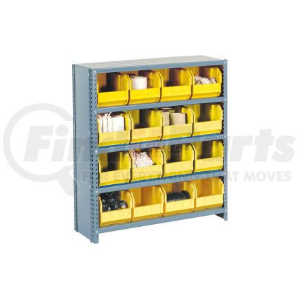 603268YL by GLOBAL INDUSTRIAL - Global Industrial&#153; Steel Closed Shelving - 36 Yellow Plastic Stacking Bins 10 Shelves 36x12x73